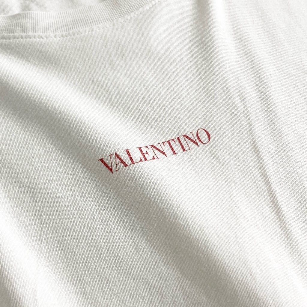 13e22 VALENTINO ヴァレンティノ イタリア製 フロントロゴ Tシャツ クルーネック カットソー プリント WV3MG10V738 Lサイズ ホワイト コットン 春夏