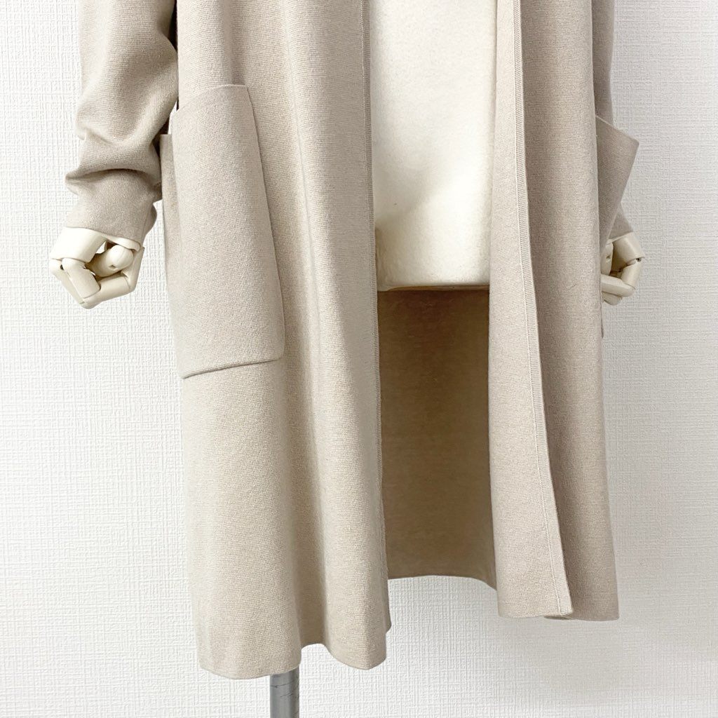 37h21 MaxMara STUDIO マックスマーラ ステュディオ シルク混 ロングカーディガン 腰ひも ニット 羽織 S ベージュ シルク ウール