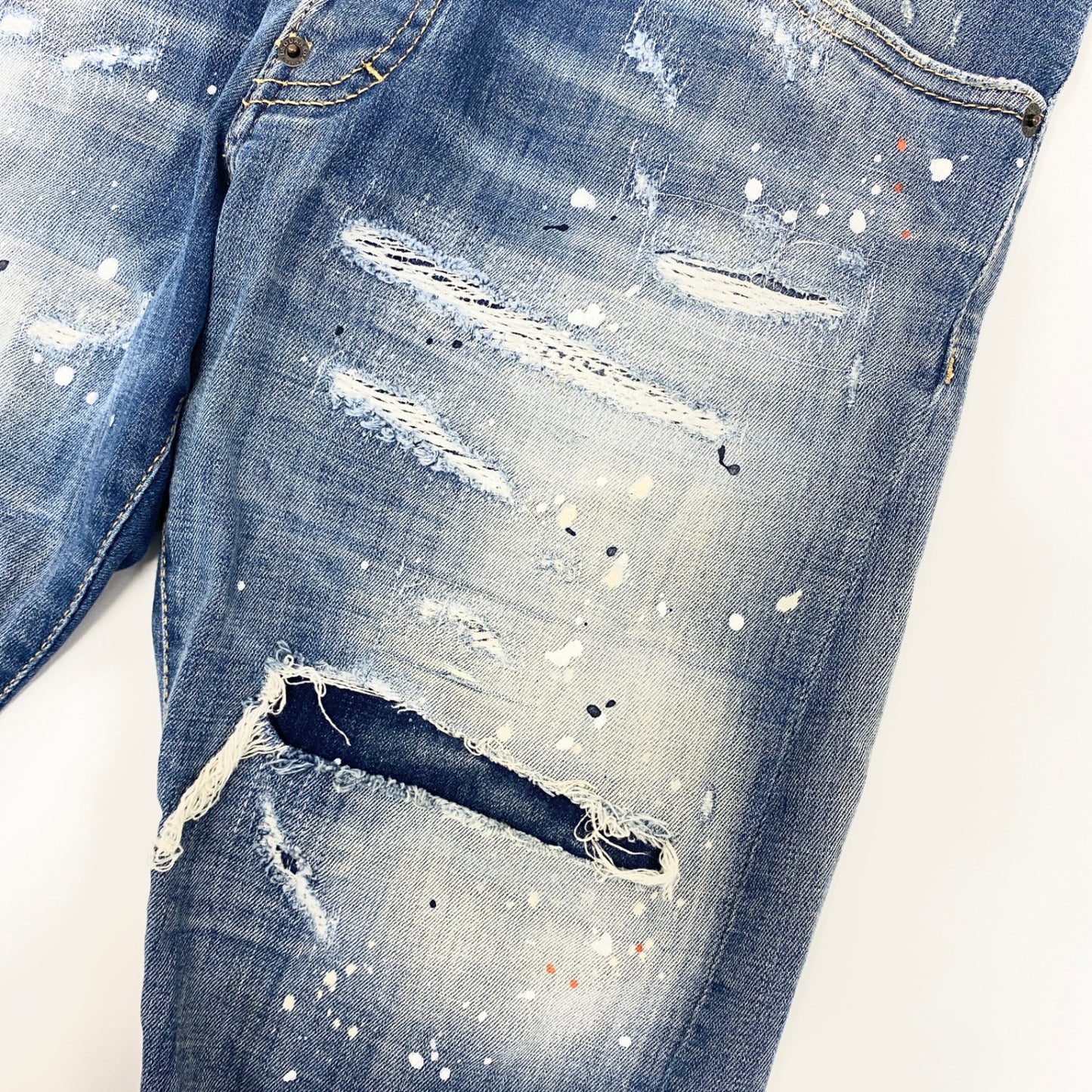 21i29 《美品》DSQUARED2 ディースクエアード Sexy Twist Jean セクシーツイスト デニムパンツ ボトムス ヴィテージ加工 S71LB1028 S30342 46サイズ ネイビー メンズu02t