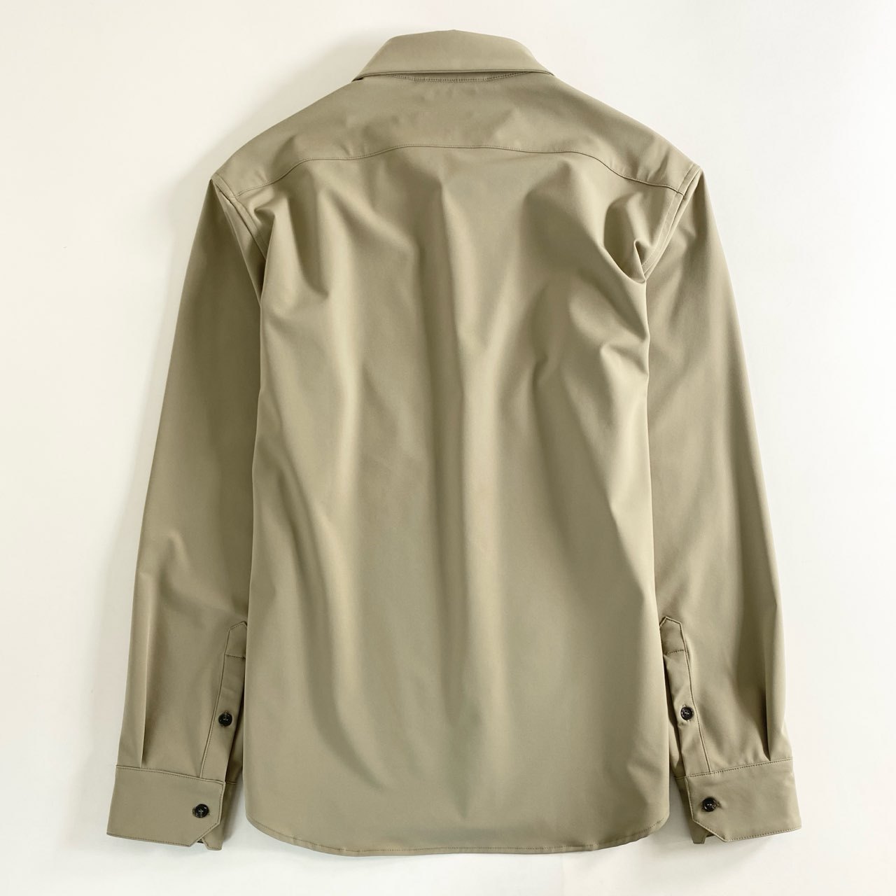 70e25 《未使用》 イタリア製 giab's ARCHIVIO ジャブスアルキヴィオ BR別注 長袖シャツ DUCCIO SHIRTS 伸縮ストレッチ 素材ロゴプリント サイズ46 ベージュ メンズ