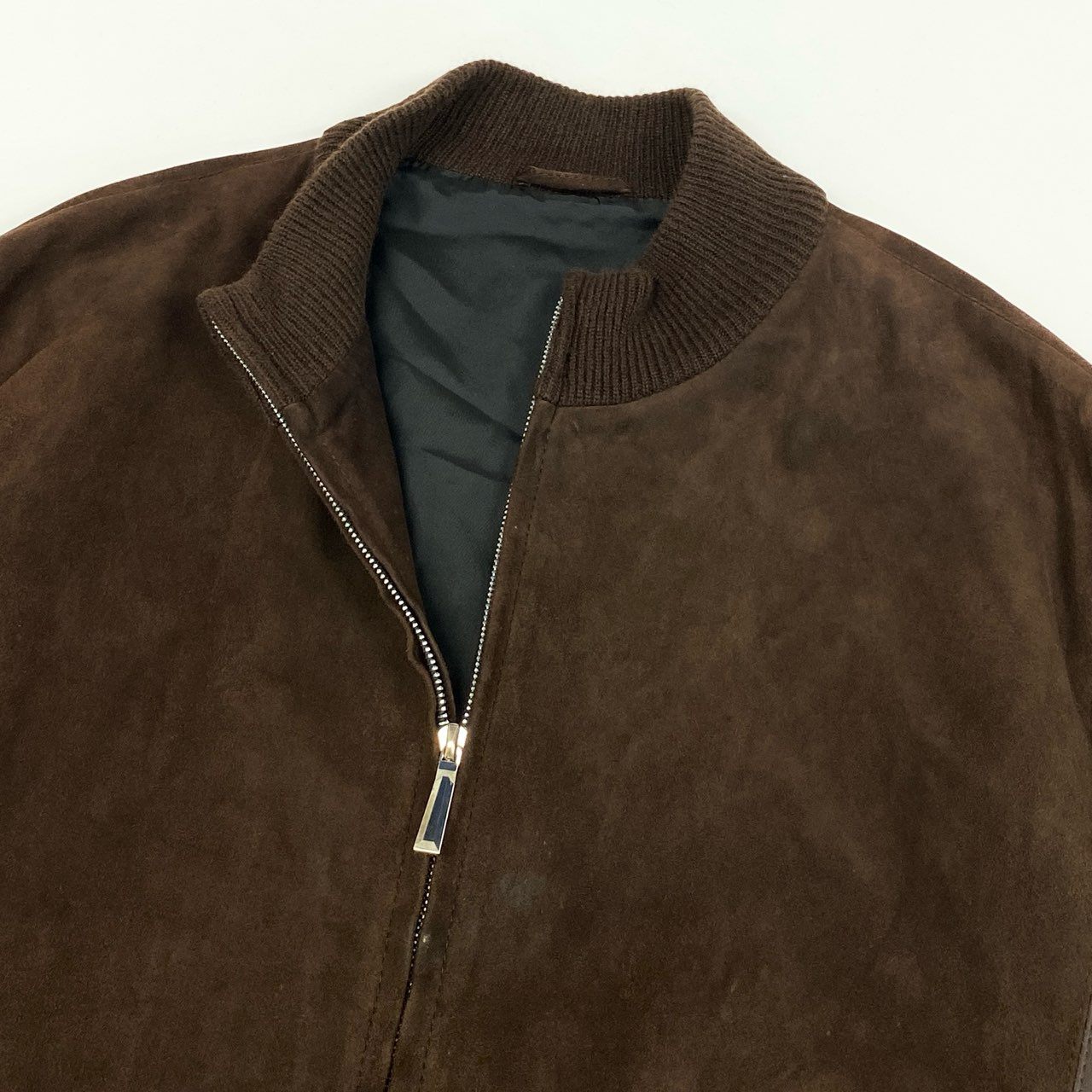 49i11 dunhll ダンヒル レザージャケット ブルゾン 袖ニット切替 ジップアップ イタリア製 メンズ 男性用 XL ブラウンu02t
