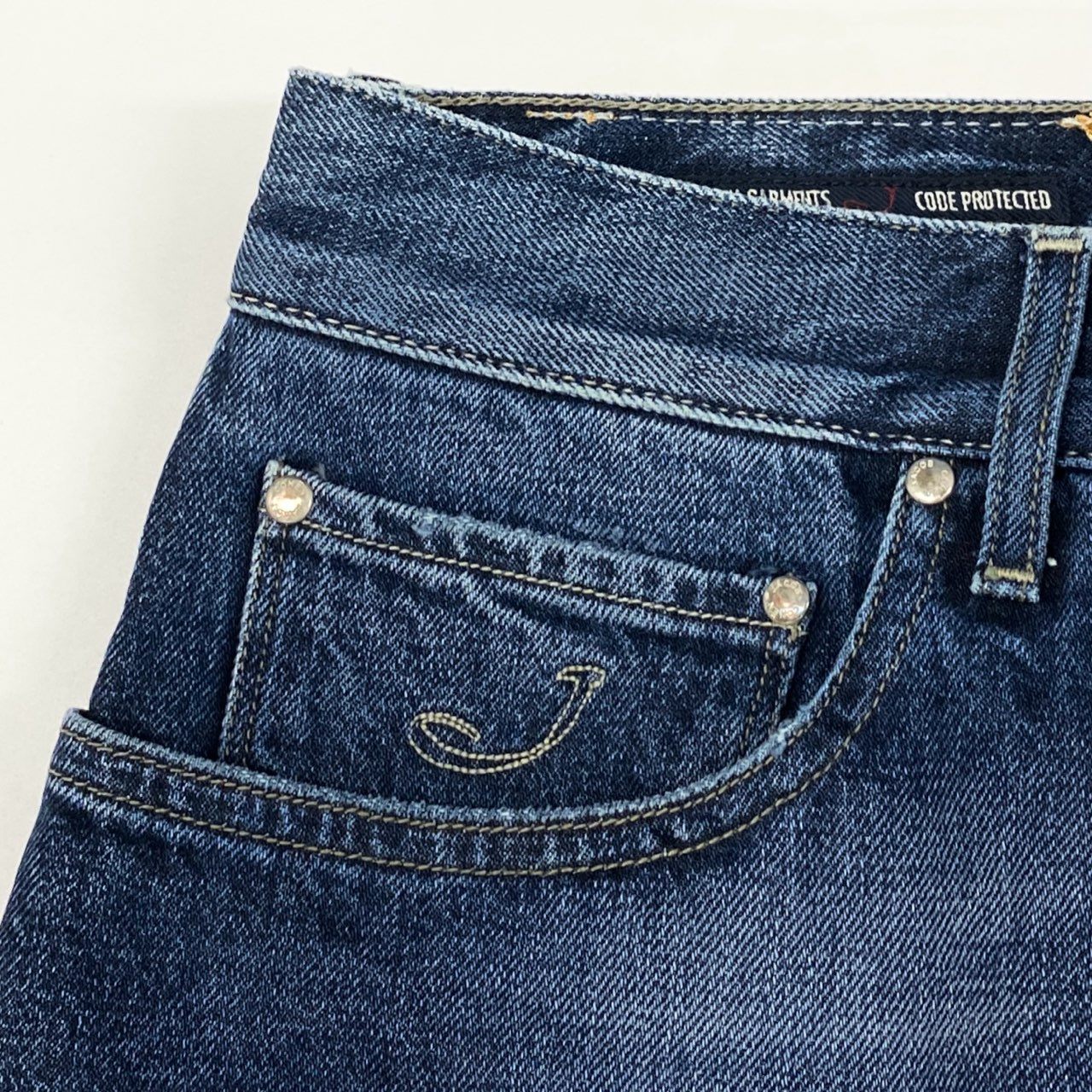 70i2 JACOB COHEN ヤコブコーエン イタリア製 JACKY ダメージ加工デニムパンツ ジーンズ ボトムス 33 M-Lサイズ インディゴブルー コットン メンズo07t