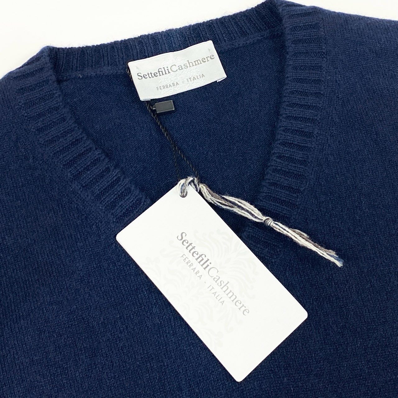 52e23 【未使用品】Settefili Cashmere セッテフィーリカシミア Vネック カシミヤニットセーター サイズ46/XS ネイビー カシミヤ100 カシミア メンズ 男性用 ニット