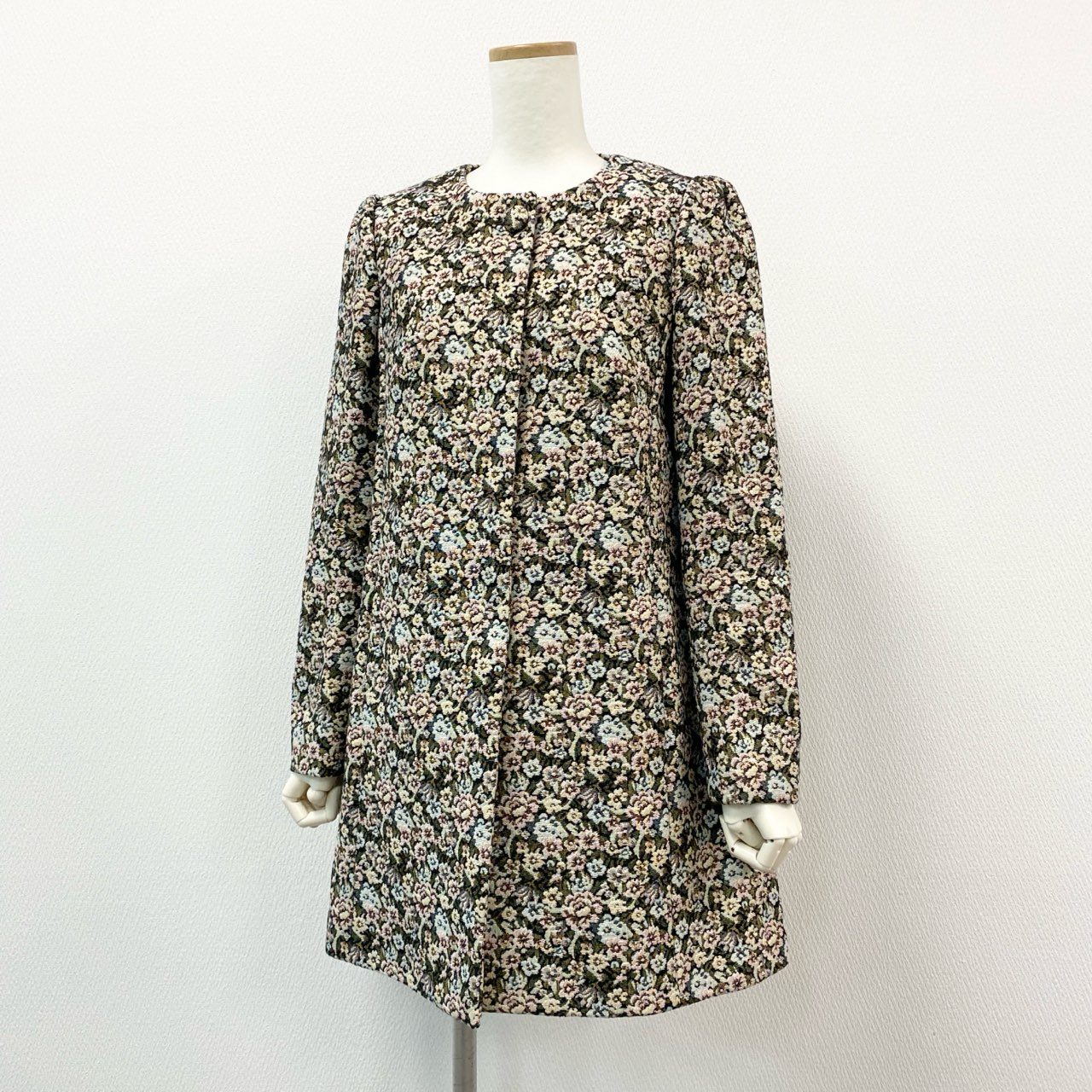 51f2 【美品】 RED VALENTINO レッドヴァレンティノ ゴブラン織り 花柄コート 薄手コート ラメジャガード サイズ42 マルチカラー レディース