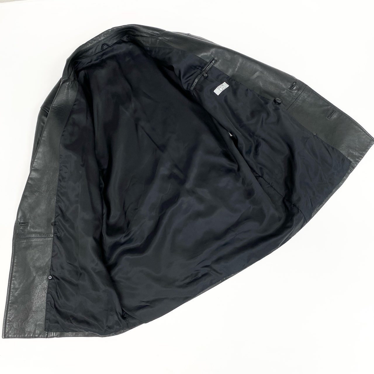 57h28 LANVIN ランバン ダブルプレスト ラムレザージャケット コート アウター 50 Lサイズ相当 ブラック 羊革 メンズo07t