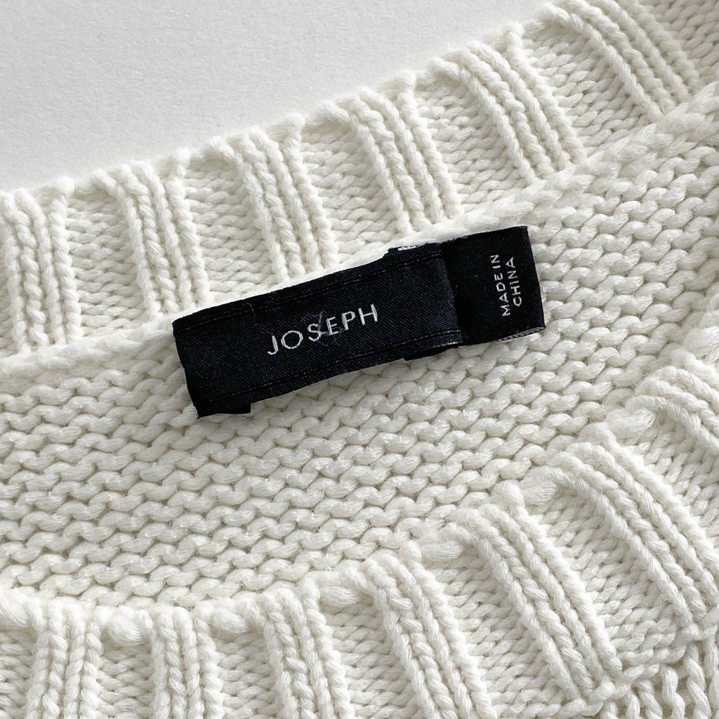 14d7 JOSEPH ジョゼフ ニットベスト S6169400702 S ホワイト サイドスリット リボン Knit Vest 春夏