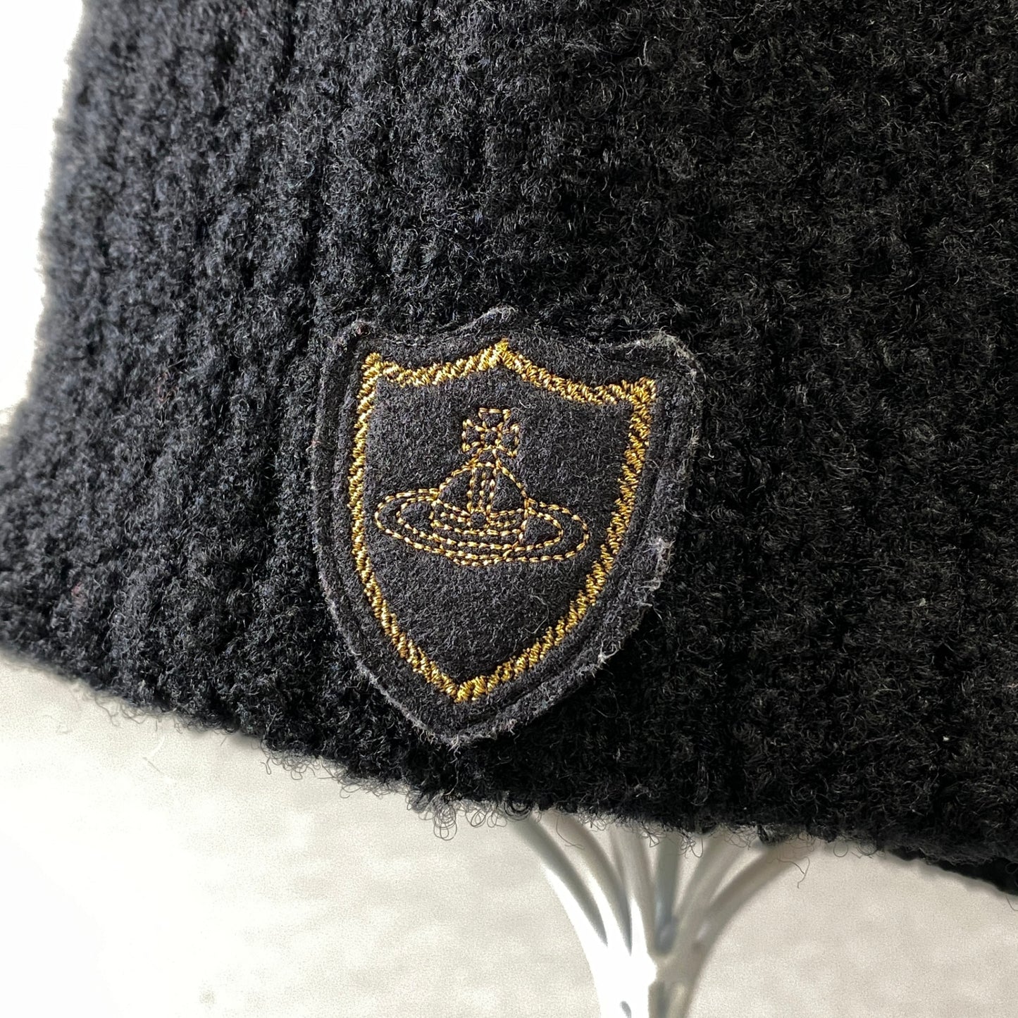 g29 Vivienne Westwood ヴィヴィアンウエストウッド オーブ ロゴ刺繍ワッペン ニット帽 ビーニー ラメ 総柄 ニットキャップ 日本製 ブラック ベージュ レディースk02i
