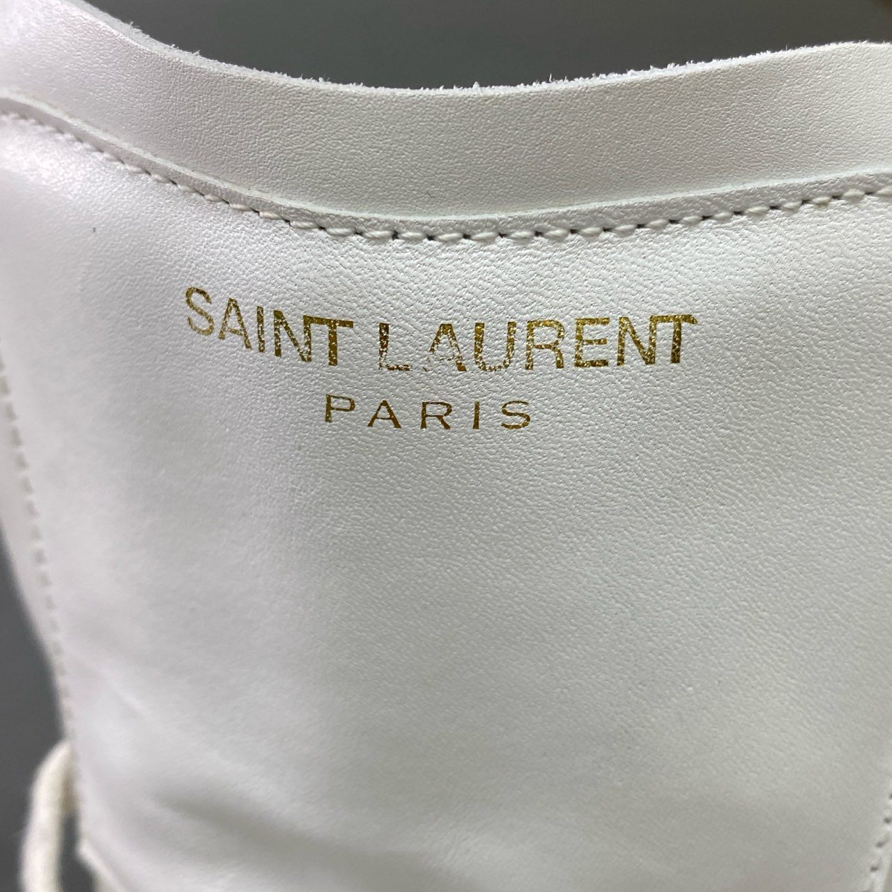 1c19 SAINT LAURENT サンローラン 金ロゴ ハイカットスニーカー SL01H 41 ホワイト レザー シューズ イタリア製