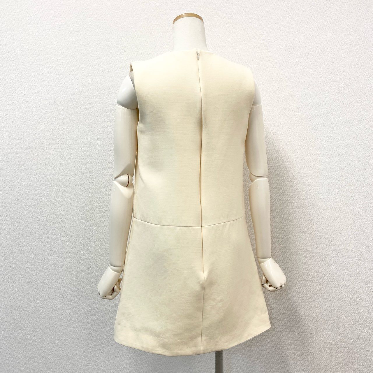 8d2 Christian Dior クリスチャンディオール ノースリーブワンピース ドレスワンピース 膝丈スカート 941R56A1166 サイズ36 ライトイエロー ウールシルク レディース イタリア製