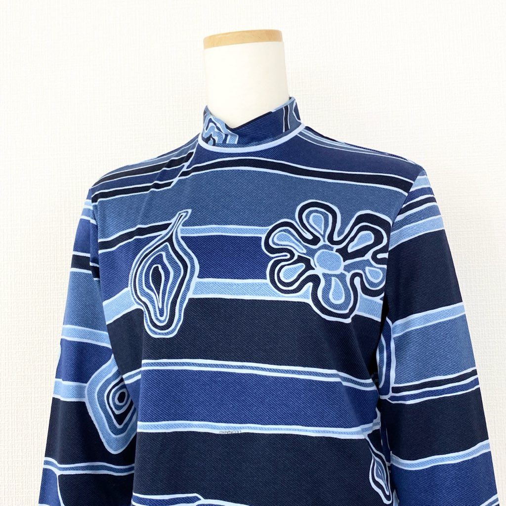 59e20 LEONARD SPORT レオナールスポーツ 長袖Tシャツ ロングスリーブカットソー トップス サイズM ブルー コットン100% レディース 日本製 春夏