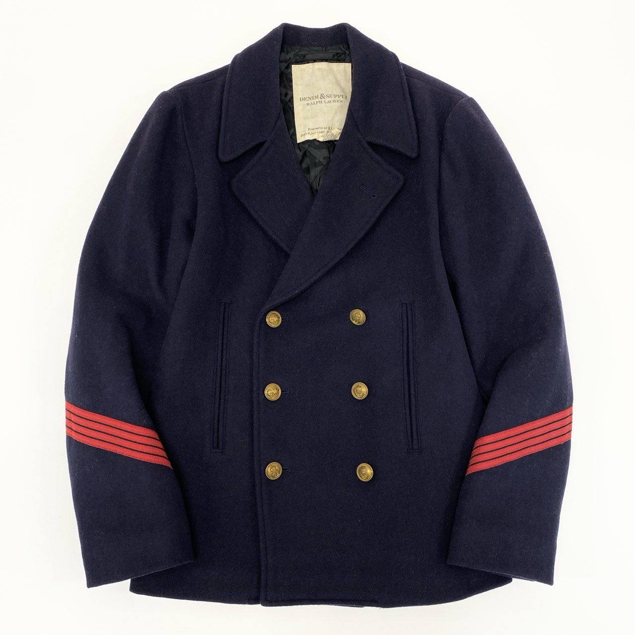 53e23 DENIM&SUPPLY デニムアンドサプライ RALPH LAUREN ラルフローレン フランス軍 Pコート M ネイビー 画像参照 フレンチミリタリー 金ボタン