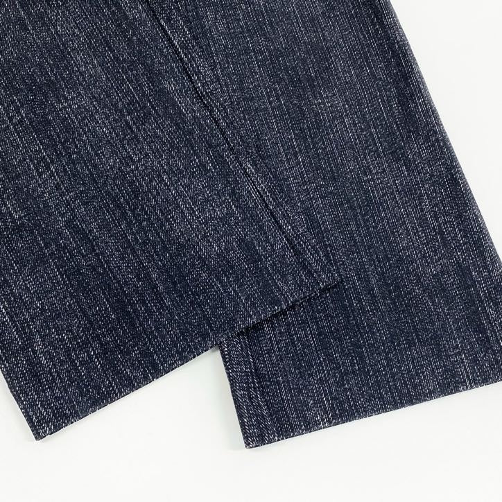 80g23 【美品】 LEONARD レオナール ボトムス デニム柄 花柄 テーパードパンツ オールストレッチ レディース 女性用 0563801 40 ブラック【中古】