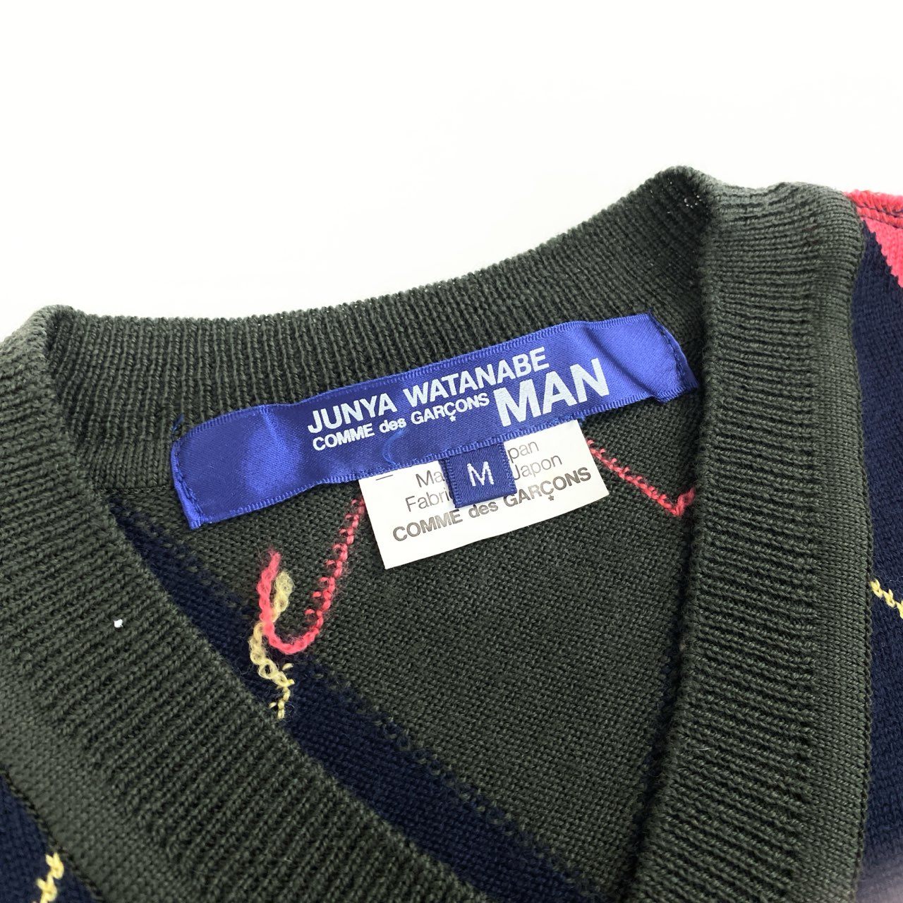 68g21 JUNYA WATANABE COMME des GARCONS MAN ジュンヤワタナベ コムデギャルソンマン アーガイルチェック Vネックニット セーター M マルチカラー AD2008