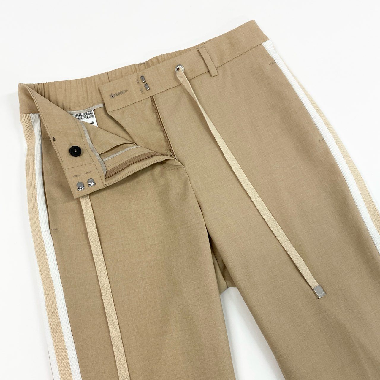 45b27 《美品》 PESERICO ペセリコ ペゼリコ イージーパンツ スラックス サイドライン ドローコード サイズ40 ベージュ レディース イタリア製