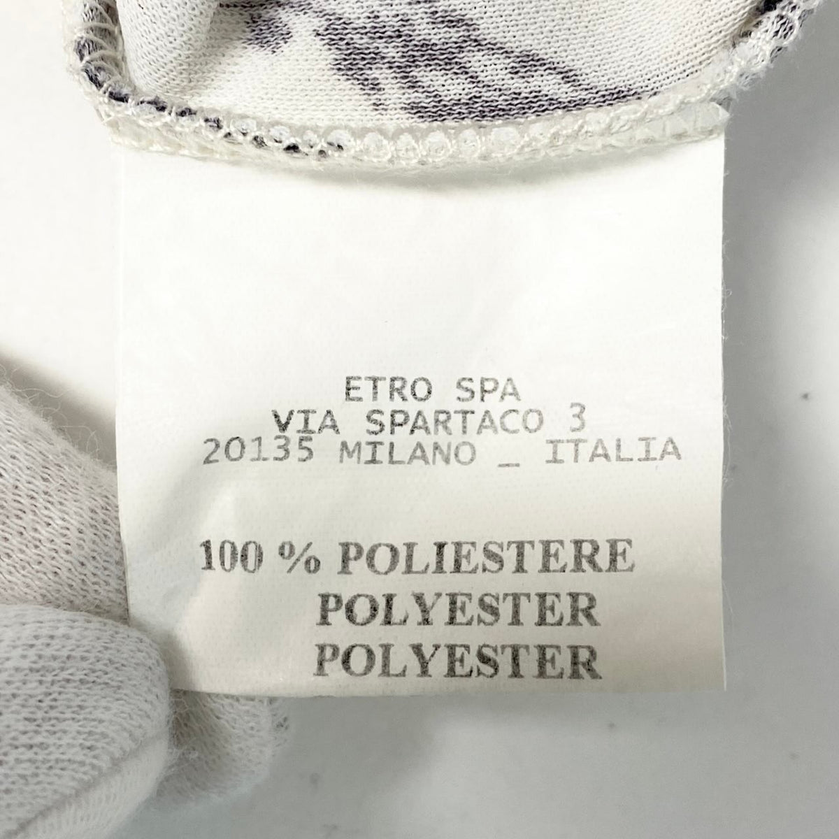 90j27 【美品】ETRO エトロ ドレープドレスワンピース 変形デザインネック 総柄 イタリア製 40サイズ ホワイト ブラック ポリエステル100% レディース 女性用u02t