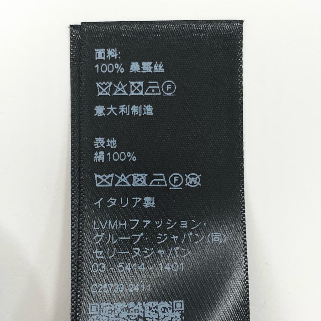 81L15 《美品》 CELINE セリーヌ 24年 シルク オーバーターンドカラー ジョーゼット ブラウス トップス 2B09B200Z.38CE 34サイズ ブラック アイボリー シルク100% レディースu02t