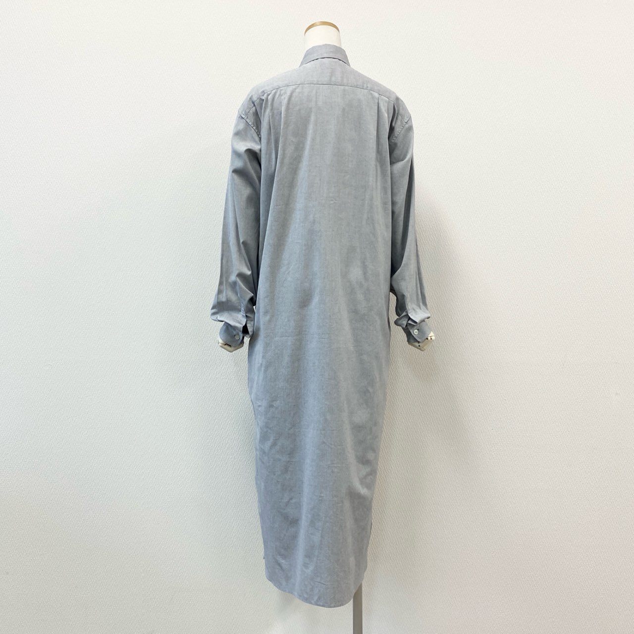 56f5 《未使用品》タグ付 FUMIKA UCHIDA フミカウチダ オックスフォードカシュクールワンピース 長袖シャツワンピース ドレス FU-N-SH005 36 グレー コットン
