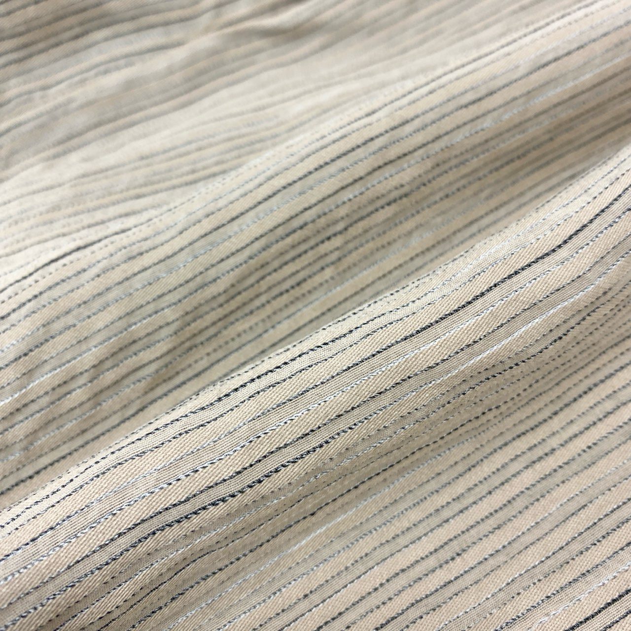80j17《美品》AKRIS アクリス 変形シャツワンピース ロングワンピース ストライプ 48サイズ ベージュ レディースu02t