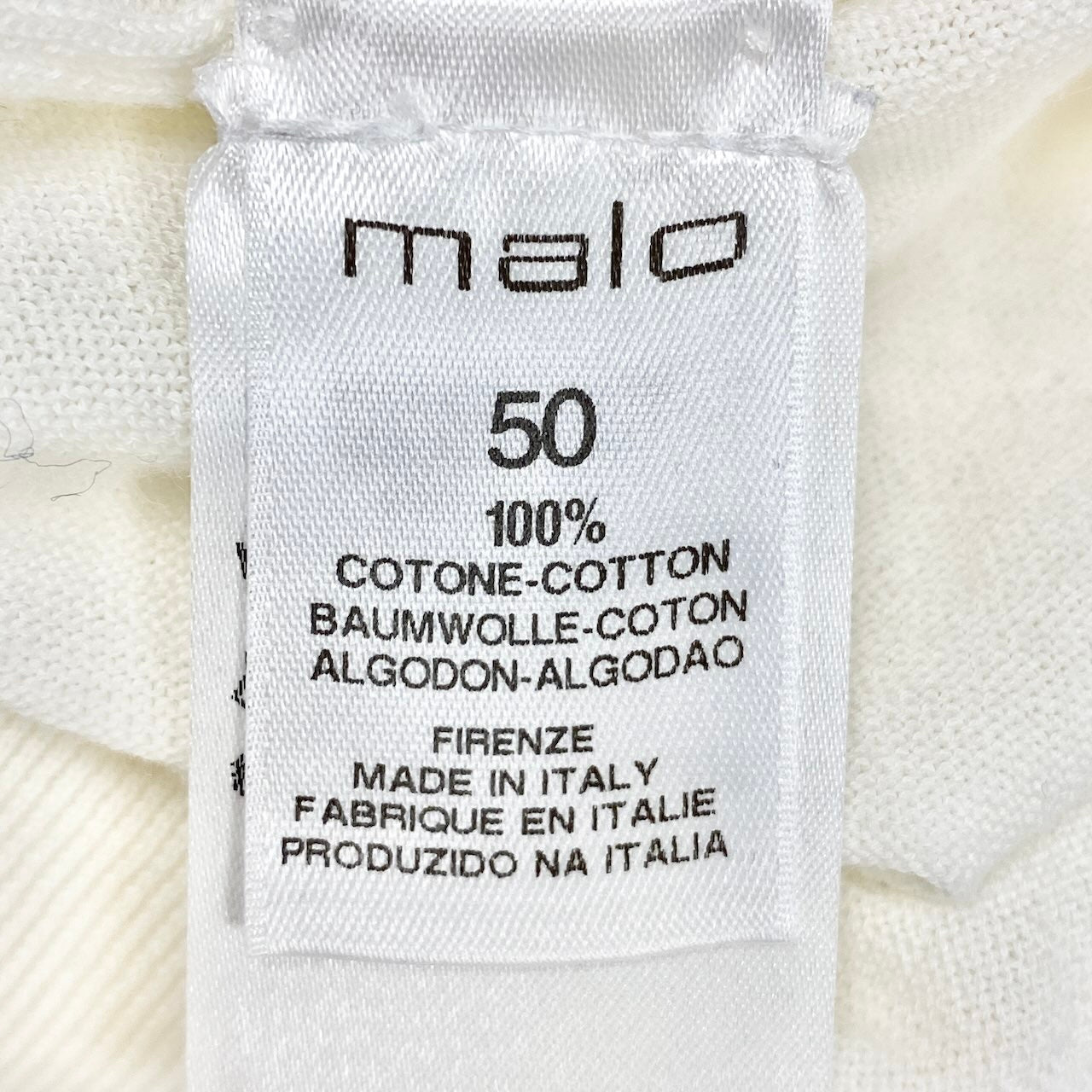 11c29 malo マーロ コットンニットセーター ロングスリーブニット トップス 50サイズ ホワイト コットン100% メンズ 男性用u02t