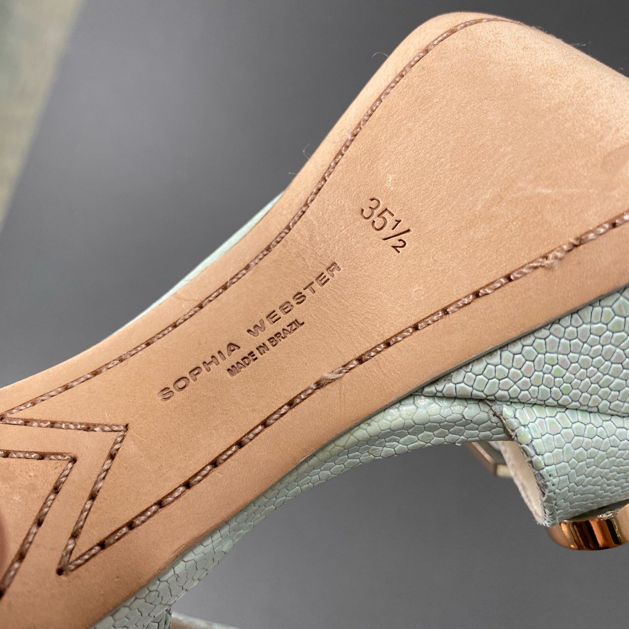3f18 《未使用保管品》 SOPHIA WEBSTER ソフィア ウェブスター ビジューハイヒールサンダル 35 1/2 ブルー レザー カラーストーン シューズ