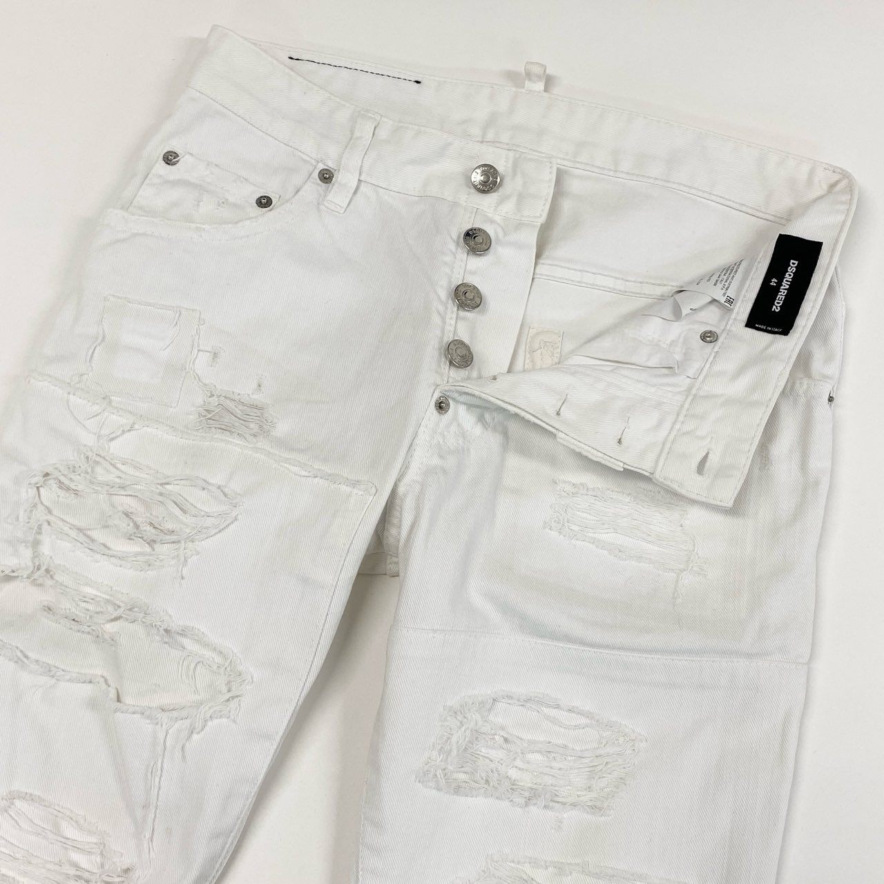 76g2 DSQUARED2 ディースクエアード SKATER JEAN ダメージ加工 ホワイトデニム ジーパン ボタンフライ S74LB0217 サイズ44 ホワイト コットン メンズ