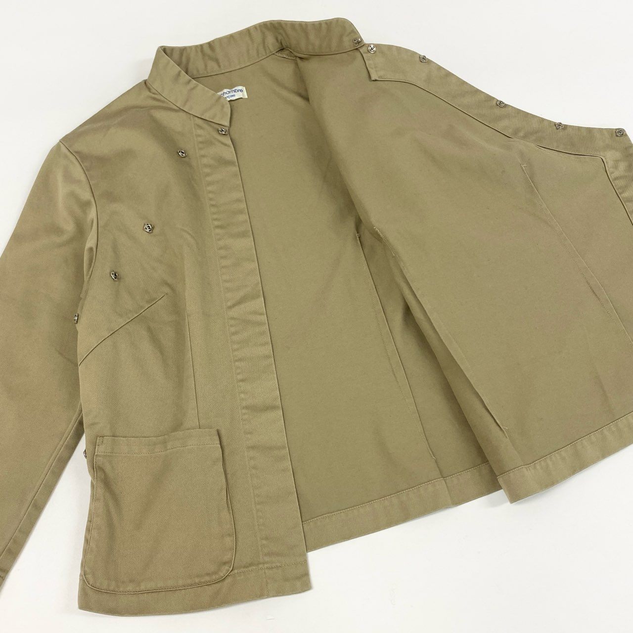 48h15《美品》robe de chambre COMME des GARCONS ローブドシャンブル コムデギャルソン チャイナ シャツジャケット M ベージュ レディース 日本製 AD2004k02i