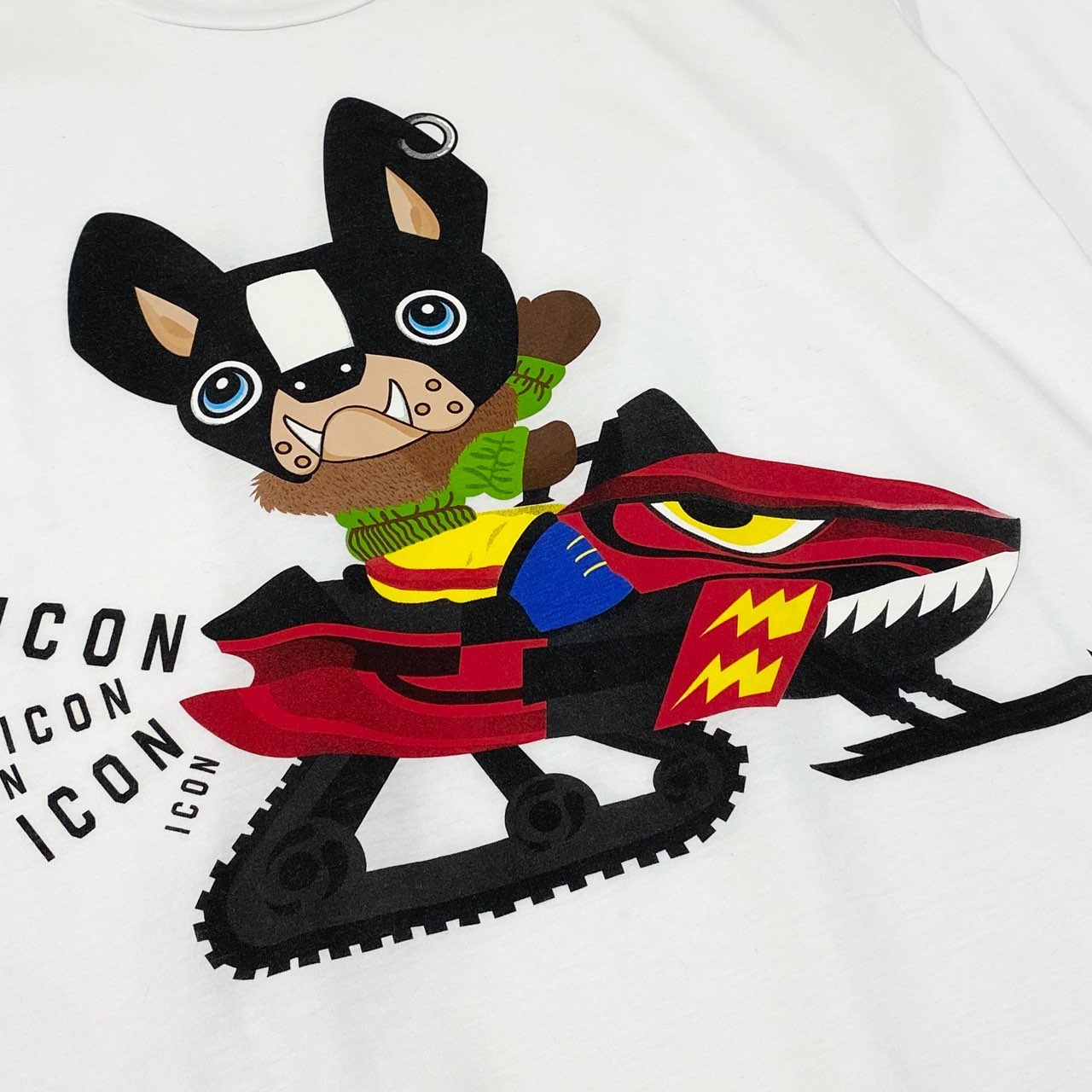 54e23 DSQUARED2 ディースクエアード ICON プリントTシャツ 半袖カットソー サイズL ホワイト コットン100 メンズ 男性用