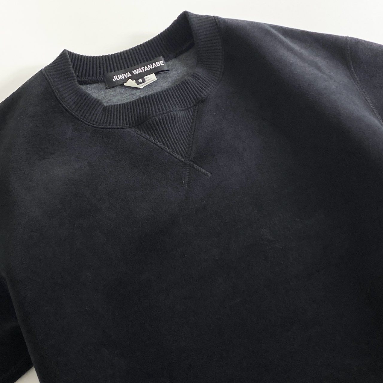 54e14 JUNYA WATANABE COMME des GARCONS ジュンヤワタナベ コムデギャルソン ベロア生地 スウェット トレーナー AD2022 サイズS ブラック 秋冬