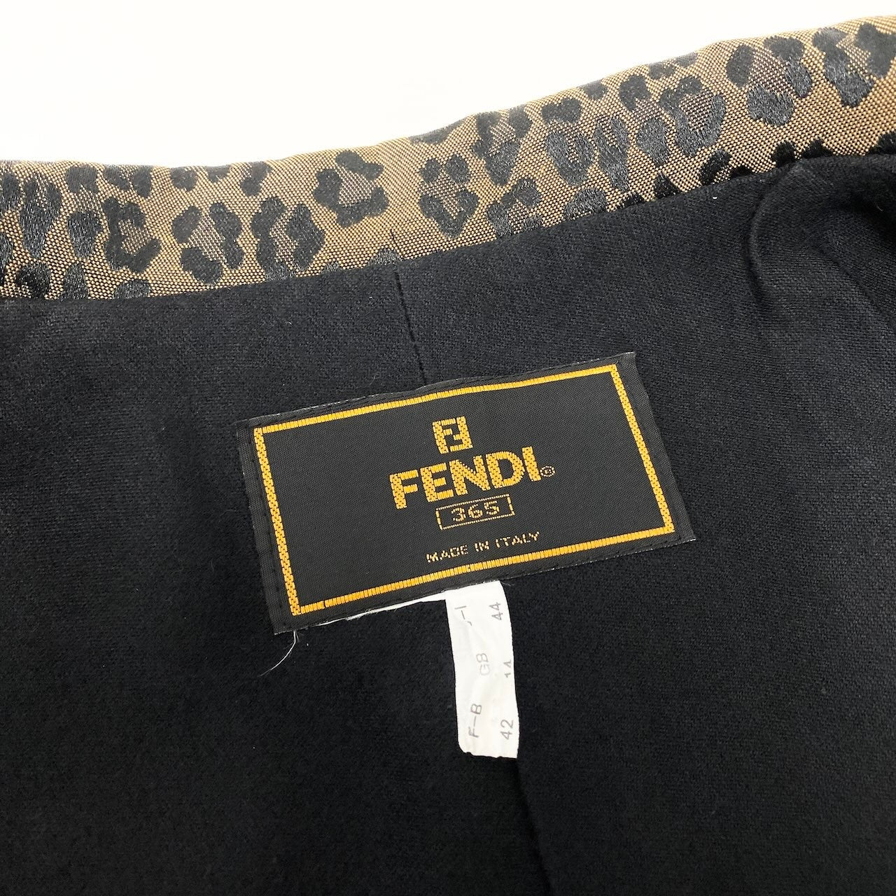 Id20 FENDI フェンディ ダブルブレストジャケット レオパード イタリア製 44サイズ ブラウン系 レディース 女性用nu1