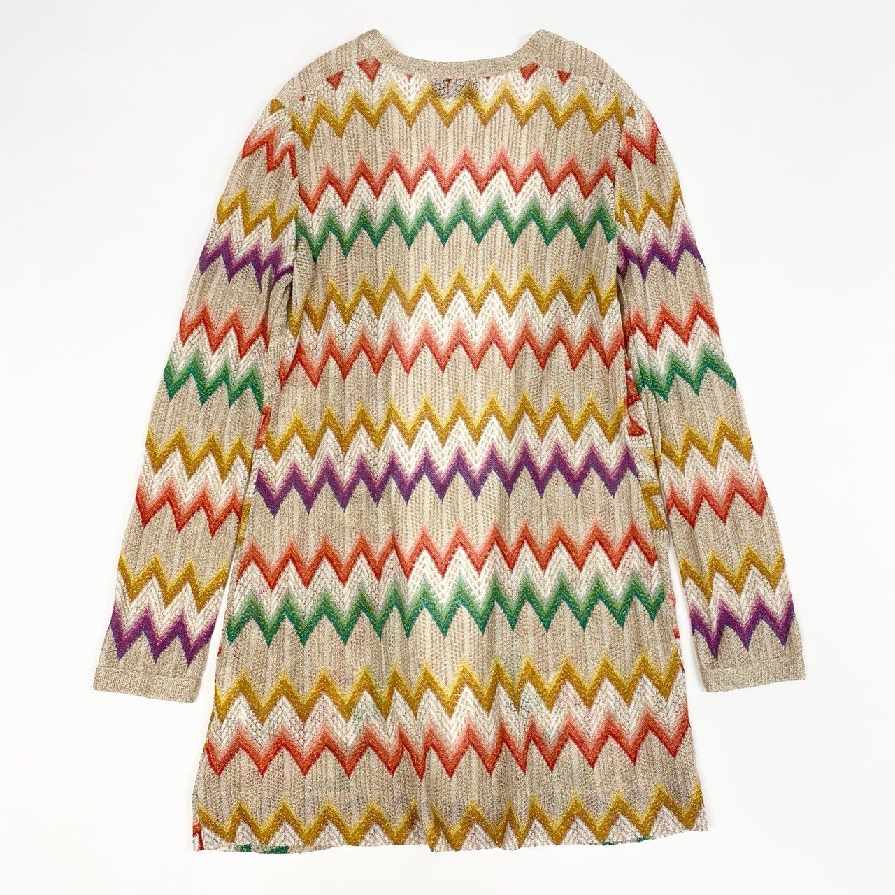 59e7 【イタリア製】MISSONI ミッソーニ ラメ入り 薄手ニットカーディガン サマーニット 羽織 サイズ38 マルチカラー レディース 女性用 春夏トップス