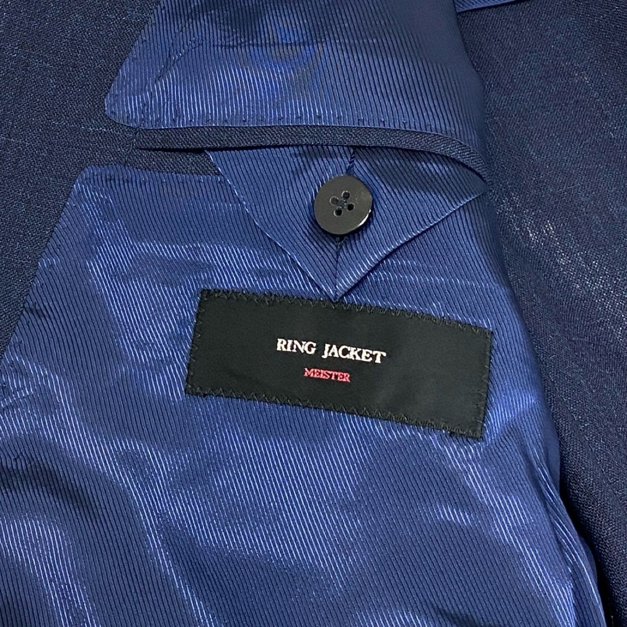 55f16 RING JACKET MEISTER リングヂャケット マイスター シングルスーツ セットアップ テーラードジャケット/スラックス サイズ52 ネイビー ウールシルク メンズ
