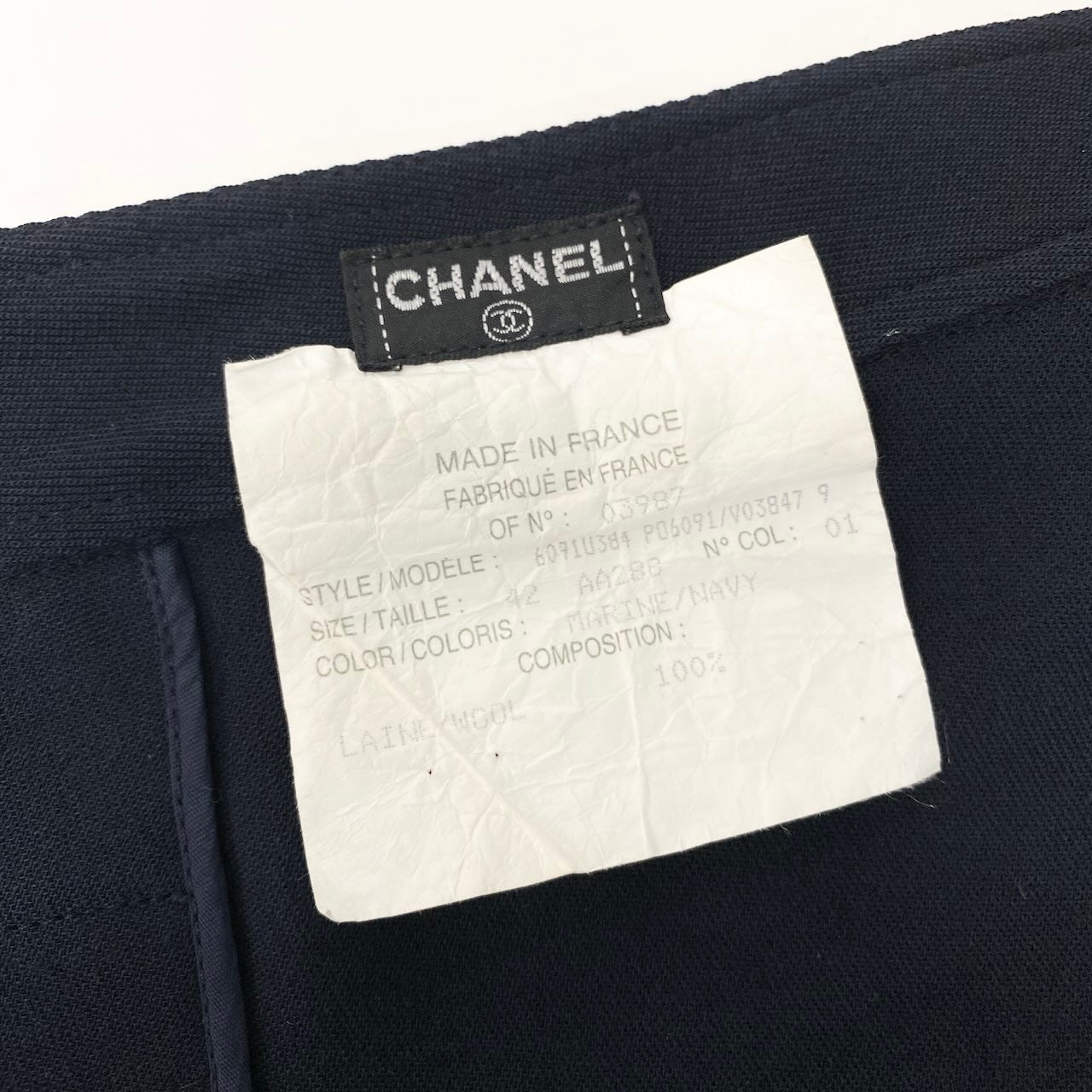 Cd22 CHANEL シャネル ラップスカート 巻きスカート 膝丈 サイズ42 ネイビー ウール100% レディース 女性用u02tu02t
