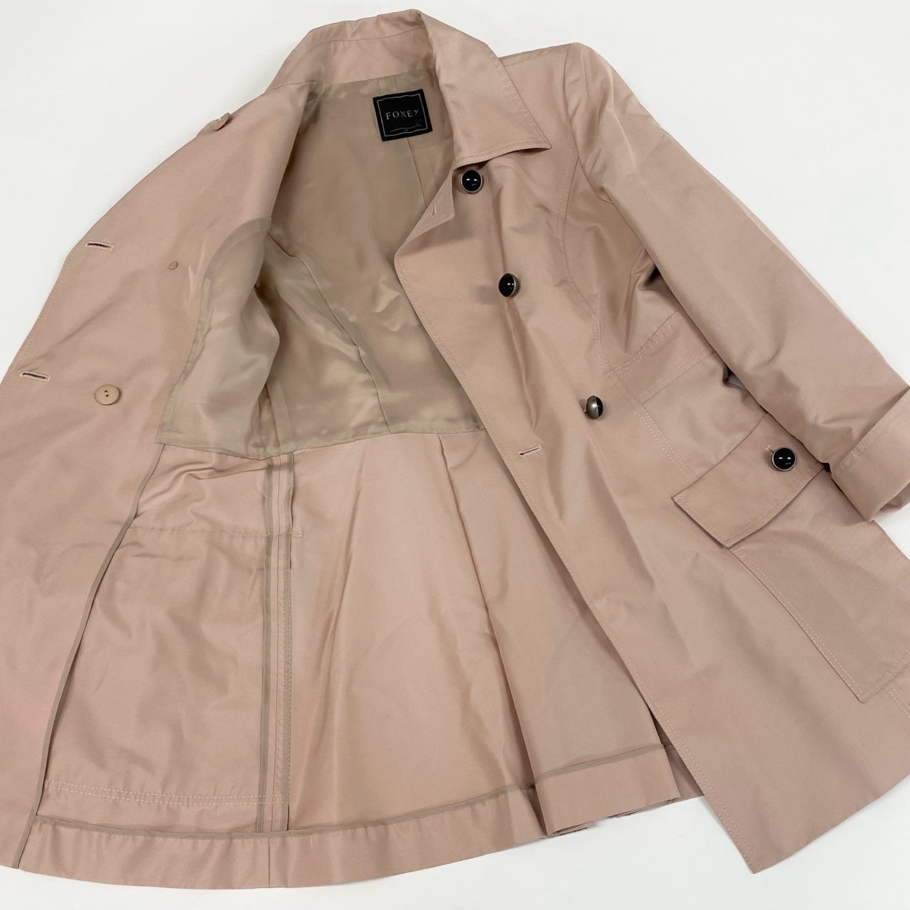 61g23 《美品》 FOXEY フォクシー シルクトレンチコート 29727 38 ピンク Silk Trench Coat スプリングコート
