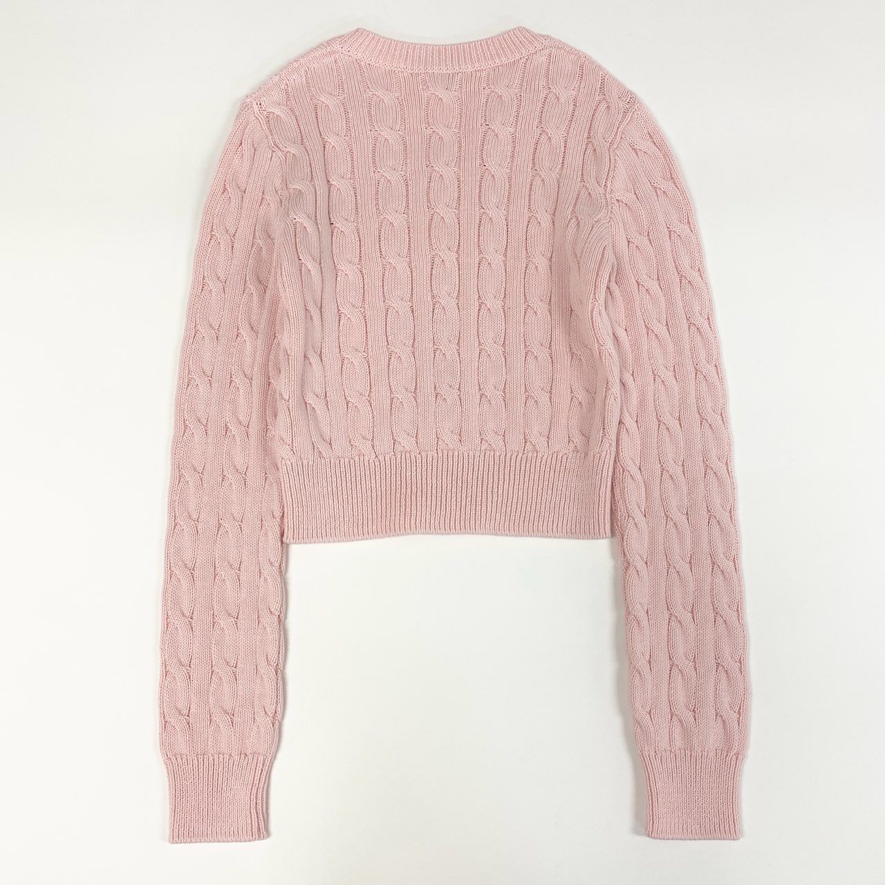 84e30 《未使用保管品》 タグ付 LOEWE ロエベ アナグラム ロゴ刺繍 Vネック ニット セーター S359Y14KFG XSサイズ ピンク コットン