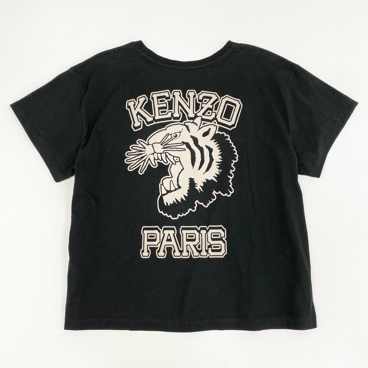 29d11 KENZO ケンゾー 22AW Varsity Boxy T-Shirt バーシティ ボクシー Tシャツ カットソー 半袖 FC65TS4274SC Mサイズ ブラック コットン