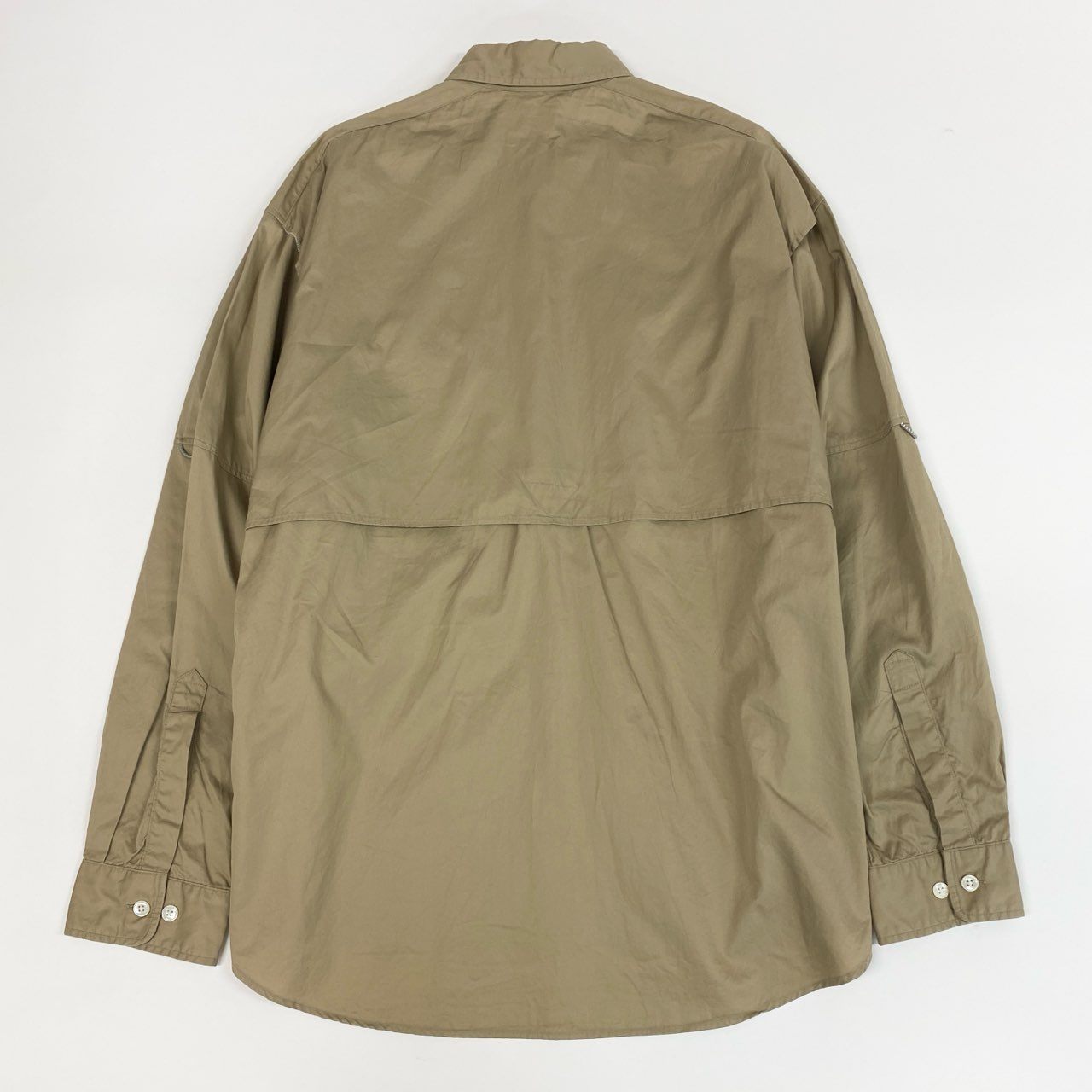 60i29 《美品》 unfil アンフィル コットンツイル フィッシングシャツ マルチポケット ギミック サイズ5 ベージュ コットン メンズu02t