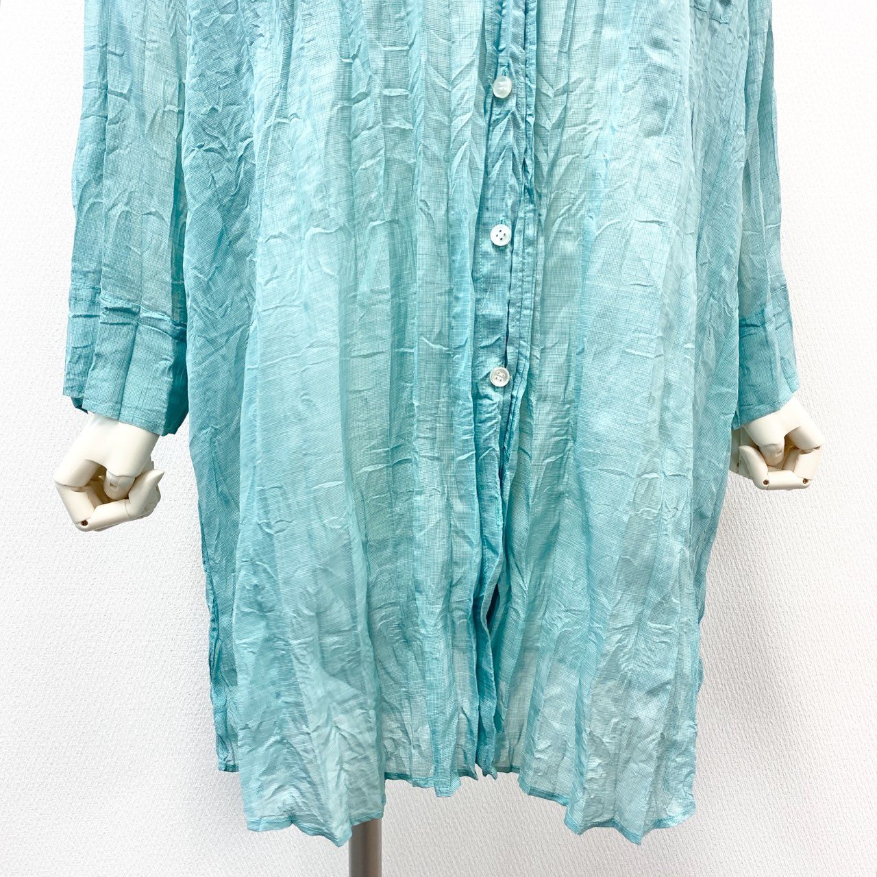 45h26 PLEATS PLEASE ISSEY MIYAKE プリーツプリーズ イッセイミヤケ 日本製 プリーツ加工 長袖シャツ ロングスリーブ 大きいサイズ PP21-PJ472 4 グリーン レディースo07t
