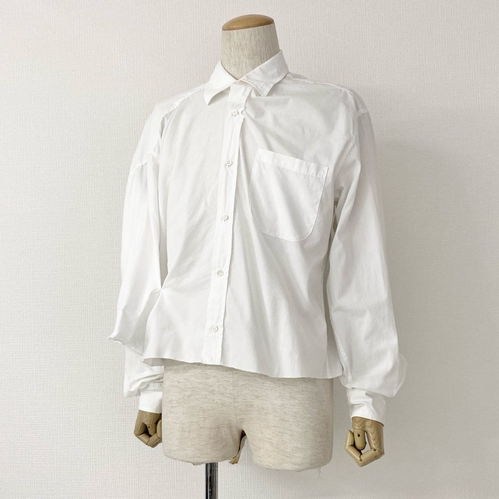 48h13 イタリア製 MAISON MARTIN MARGIELA メゾン マルタン マルジェラ ここのえ期 変形シャツ ブラウス 長袖シャツ 500C351742 サイズM ホワイト コットン レディース アーカイブ