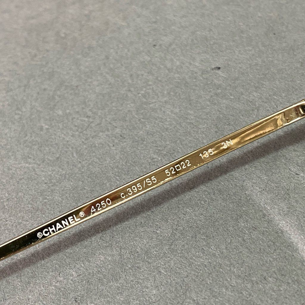 d6 CHANEL シャネル Raffia ラウンド アイウェア 丸メガネ 4250 ゴールドフレーム 眼鏡 サングラス