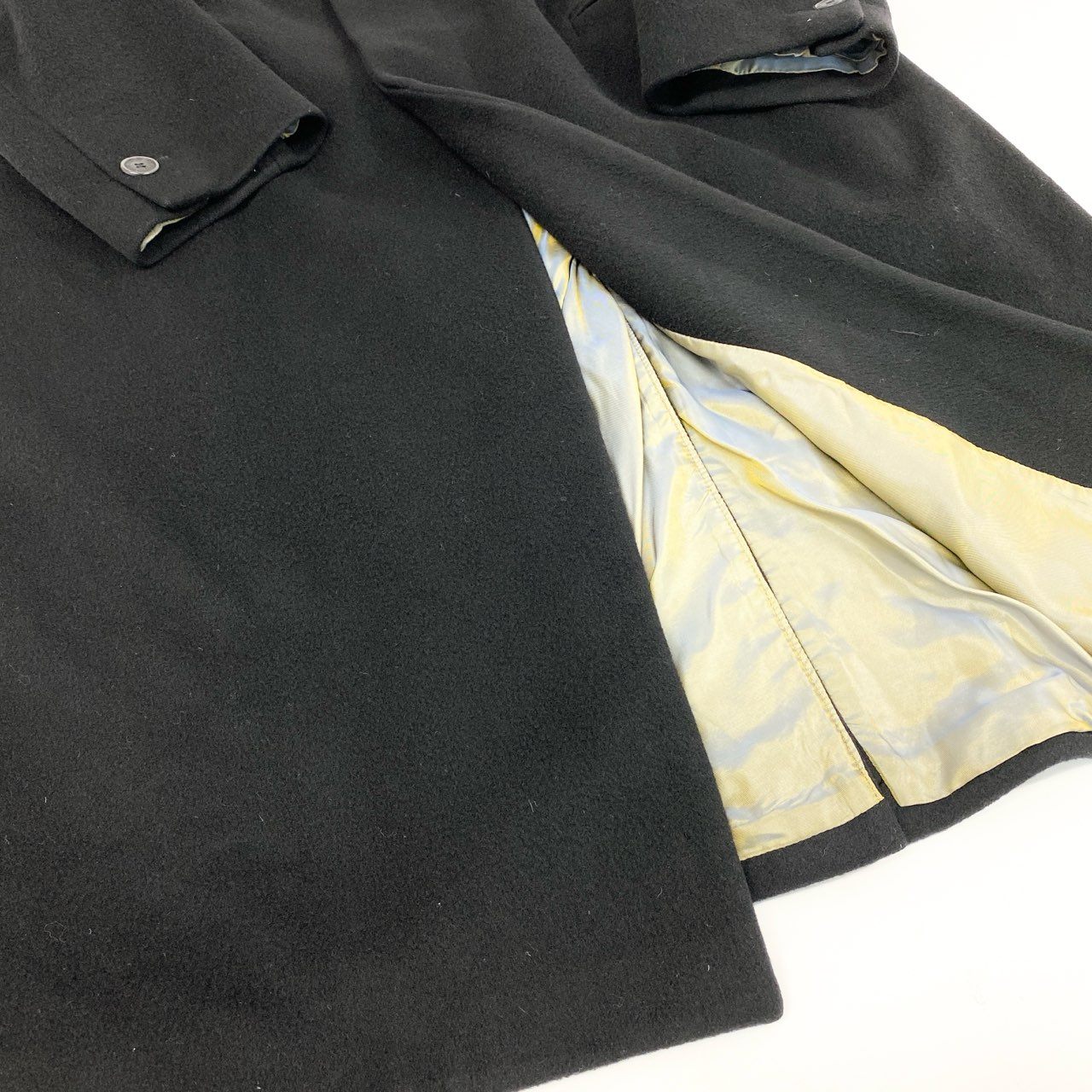57h28 VERSACE ヴェルサーチ イタリア製 総カシミヤ ロング丈 チェスターコート 大きいサイズ 52 XLサイズ相当 ブラック カシミア100 メンズo07t