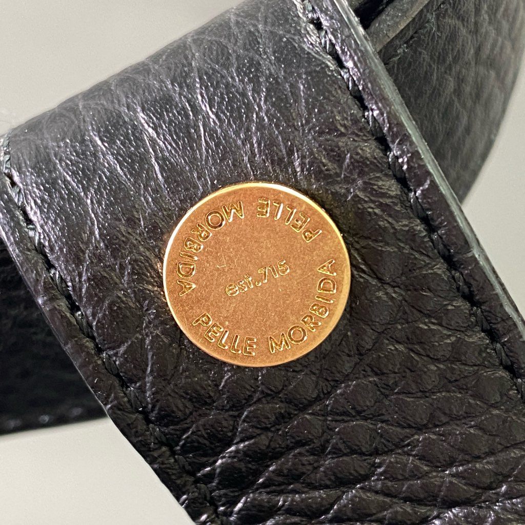 De18 【極美品】PELLE MORBIDA ペッレモルビダ ブラック クロコダイル 型押しレザー ワンハンドルバッグ メンズ 男性用 鞄 ハンドバッグ デイリーユース