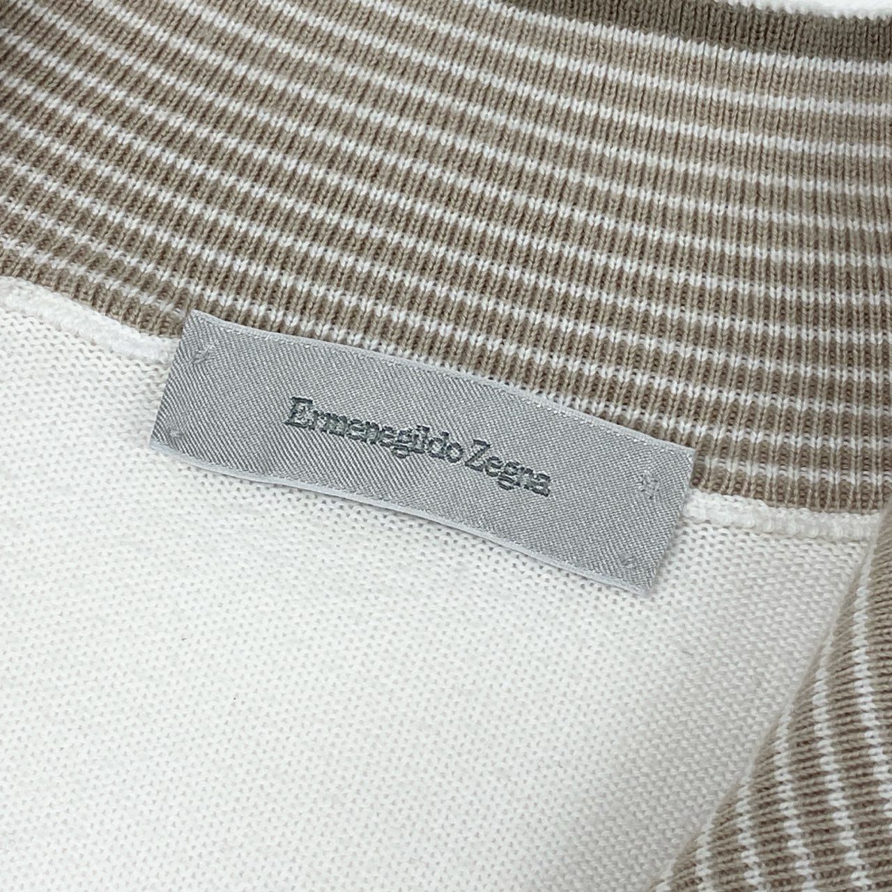 18b20 Ermenegildo Zegna エルメネジルドゼニア ハーフジップ ニットセーター トップス ハイネック 48 S ホワイト コットン