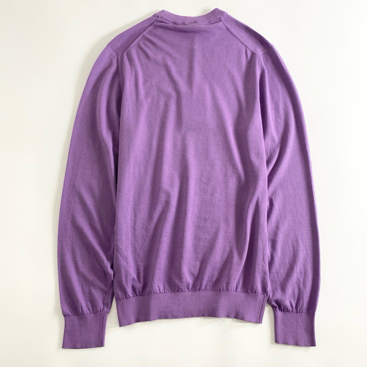 82j4 《極美品》 タグ付 FEDELI フェデーリ スーピマコットン クルーネック ニット セーター Supima Cotton イタリア製 44 パープル コットン