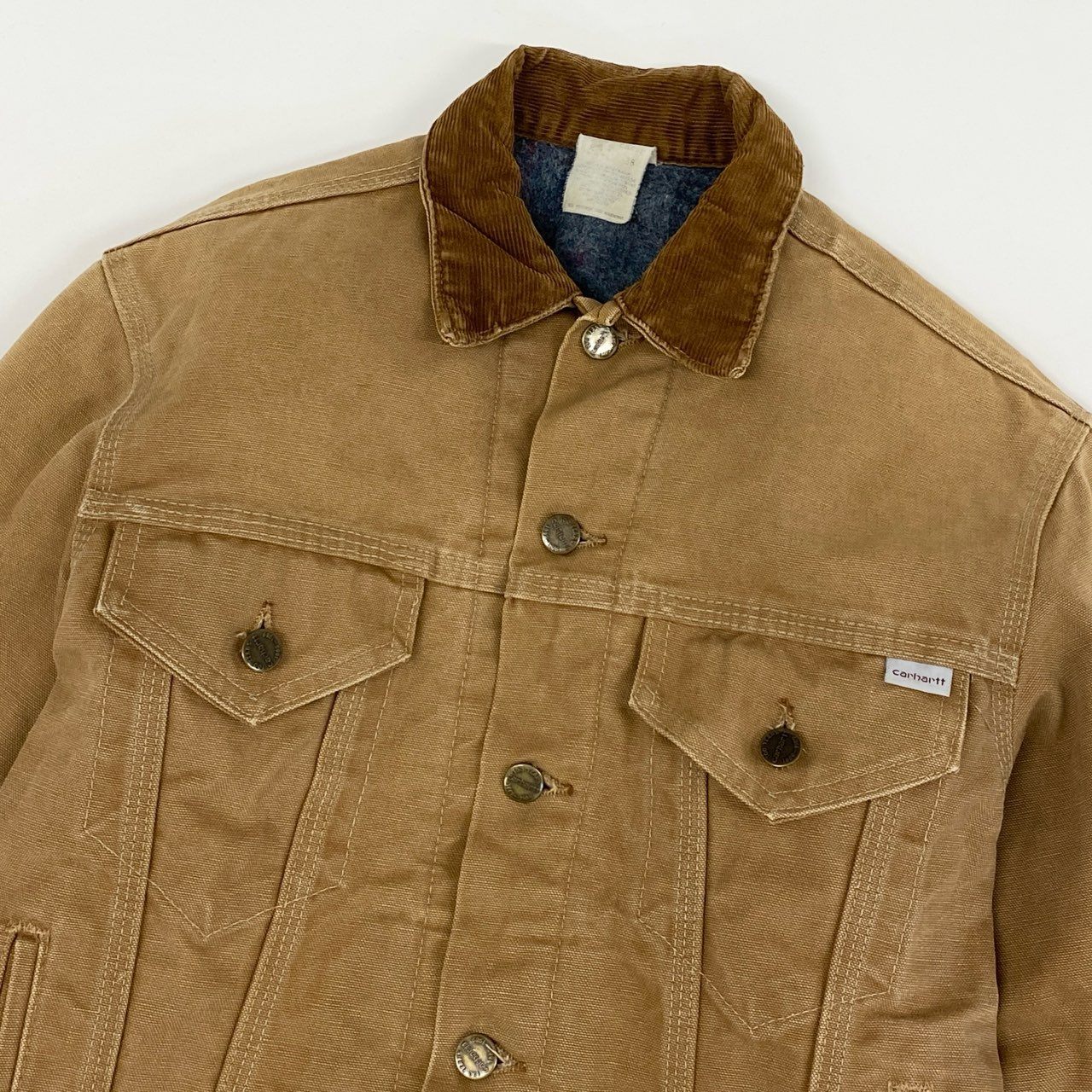 17h20 carhartt カーハート 80’s ヴィンテージ トラッカージャケット 38 ブラウン系 Vintage ダック生地 襟コーデュロイt18r