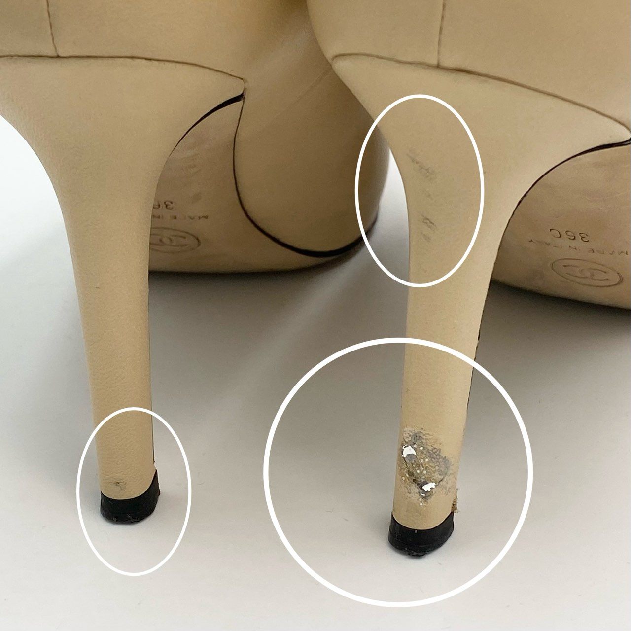 3c30 CHANEL シャネル ココマーク パール付き ヒールパンプス G31552 36C ベージュ ブラック レザー シューズ 靴t18r