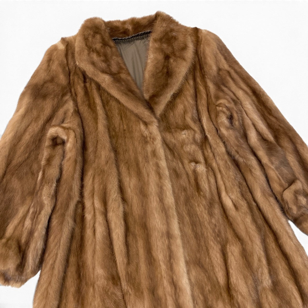 73i19 デミバフミンク ロングコート 丈110cm サイズF 茶系 本毛皮 Mink Fur Long Coat リアルファーt18r