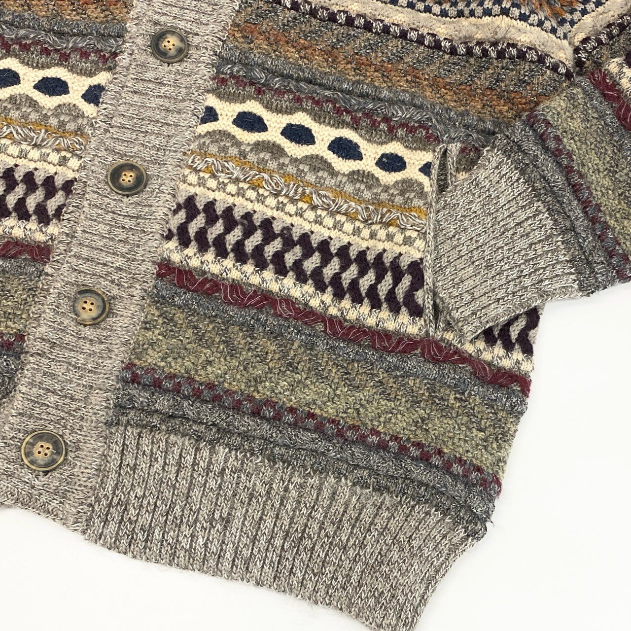 62g24 【イタリア製】MISSONI ミッソーニ アルパカ キャメル混紡 ニットカウチン ニットカーディガン サイズ52 マルチカラー メンズ 男性用 大きいサイズ_