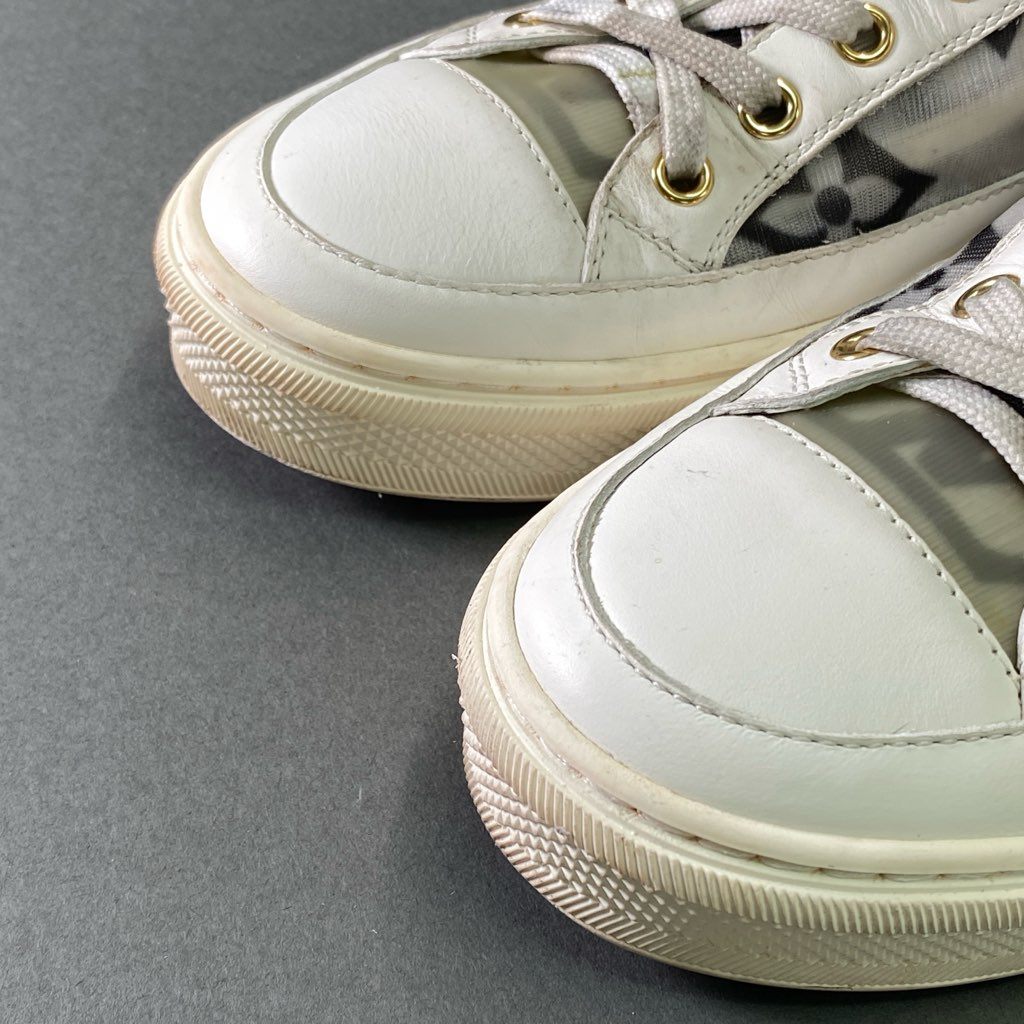 8e18 LOUIS VUITTON ルイヴィトン ステラーライン モノグラムジャイアント ハイカットスニーカー サイドジップシューズ サイズ37 ホワイト系 レディース イタリア製