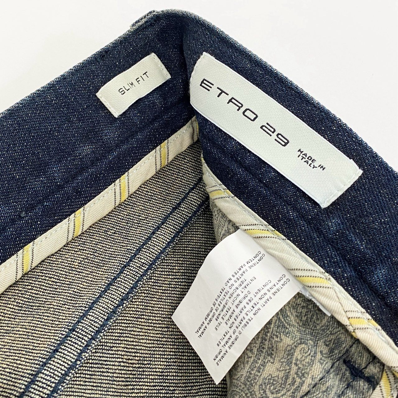 75a26【美品】 ETRO エトロ ジーンズ スカル刺繍 スリムフィット イタリア製 29 ブルー メンズ 男性用k02i