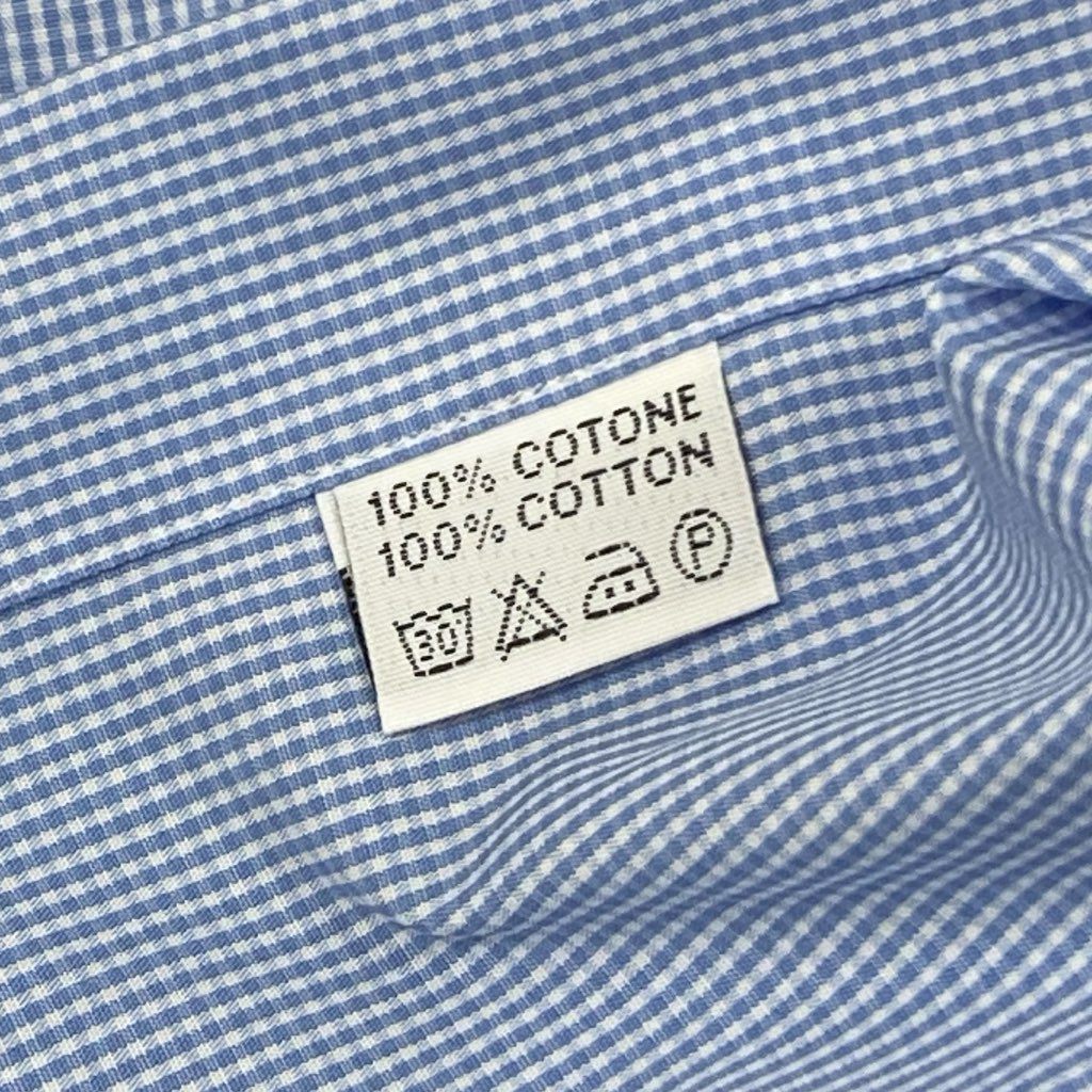 7f8 《未使用品》タグ付 SONRISA ソンリーサ ワイドカラー ドレスシャツ 長袖シャツ チェック柄 ビジネス◎ 大きいサイズ 42 16 1/2 ブルー コットン